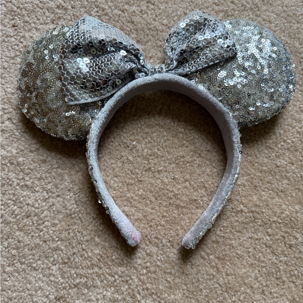 Silver Sequin Mouse Ears Headband
